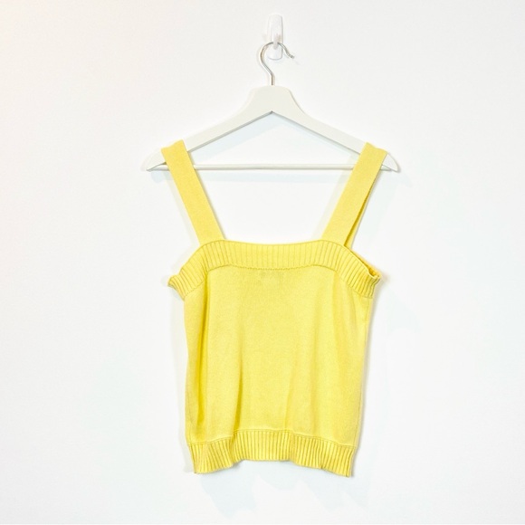 Amaryllis Yellow Knit Tank Top w/ Button Detail - Picture 2 of 4